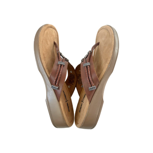 Minnetonka Silverthorne Thong Sandals Flip Flops Leather Whiskey Brown Women’s 8 - Picture 4 of 7